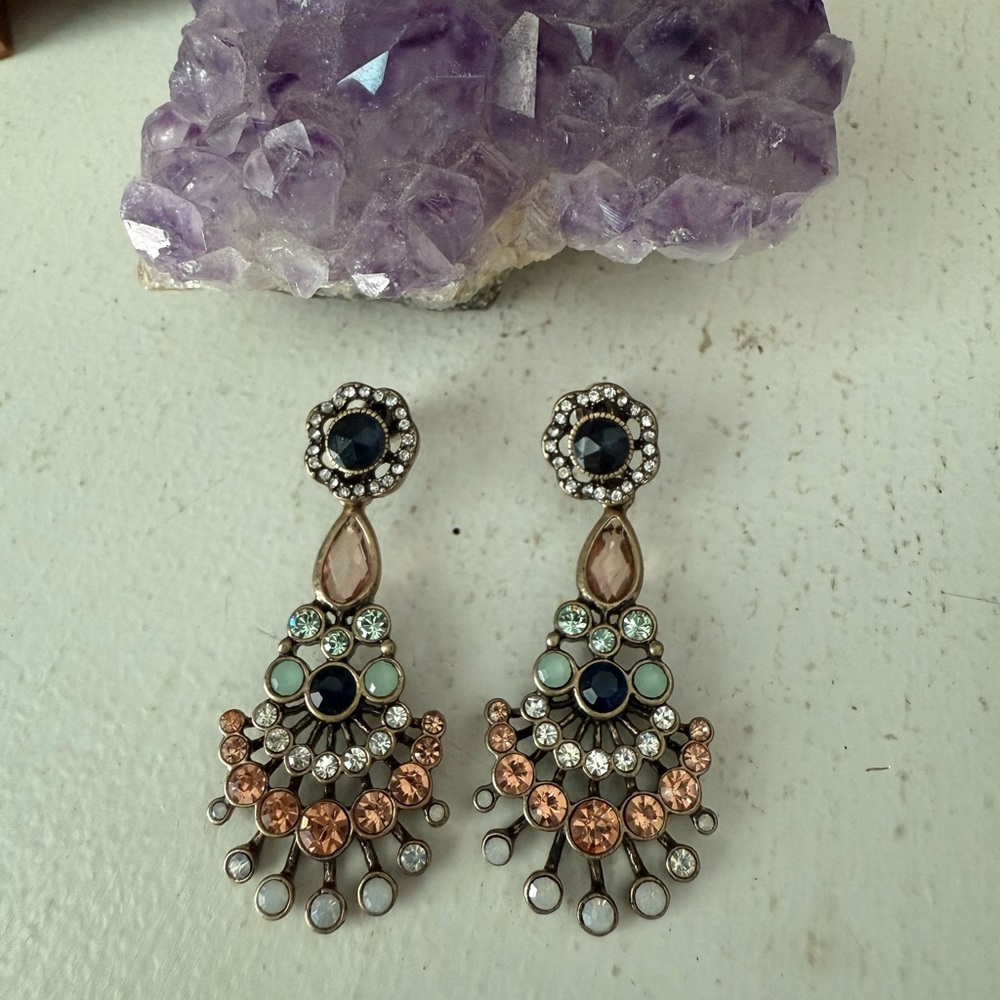 J. Crew Black and Gold Ornate Earrings